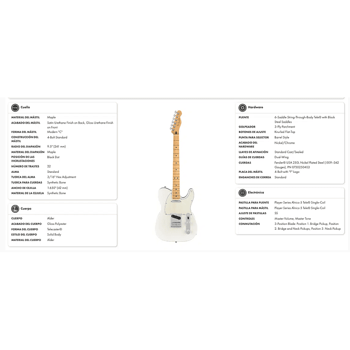 Guitarra Eléctrica Player Telecaster Maple Polar White – Fender 5