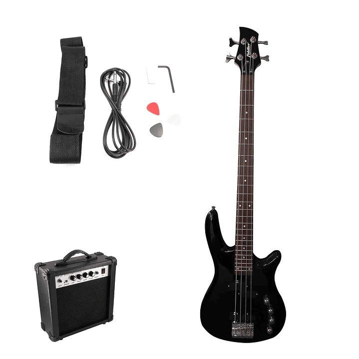 Bajo Eléctrico Fiddler Negro + Amplificador 20W 1