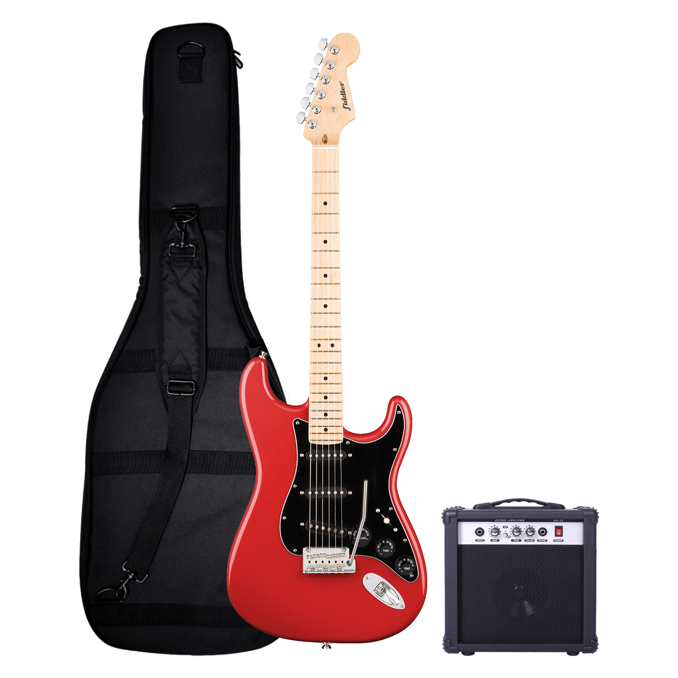 Guitarra Eléctrica Fiddler Roja + Amplificador 10W 1