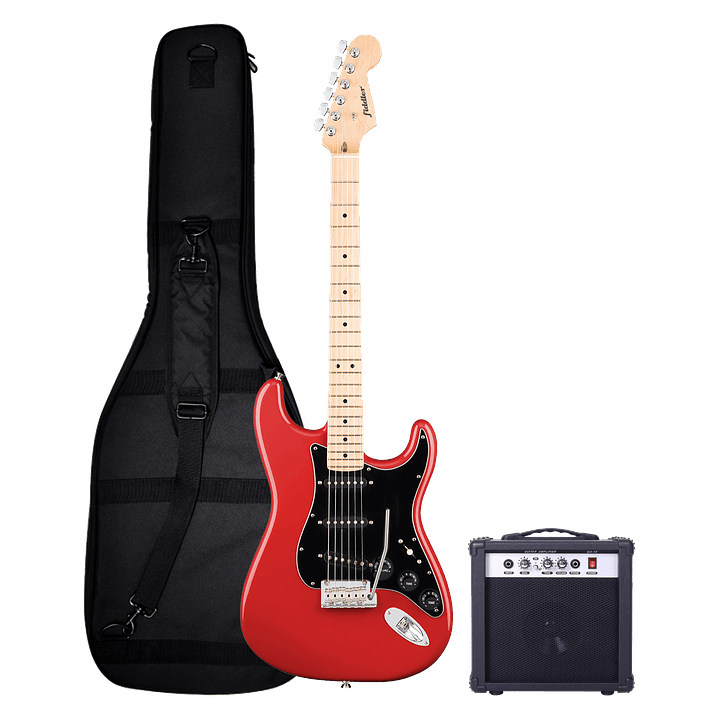 Guitarra Eléctrica Fiddler Roja + Amplificador 10W 1