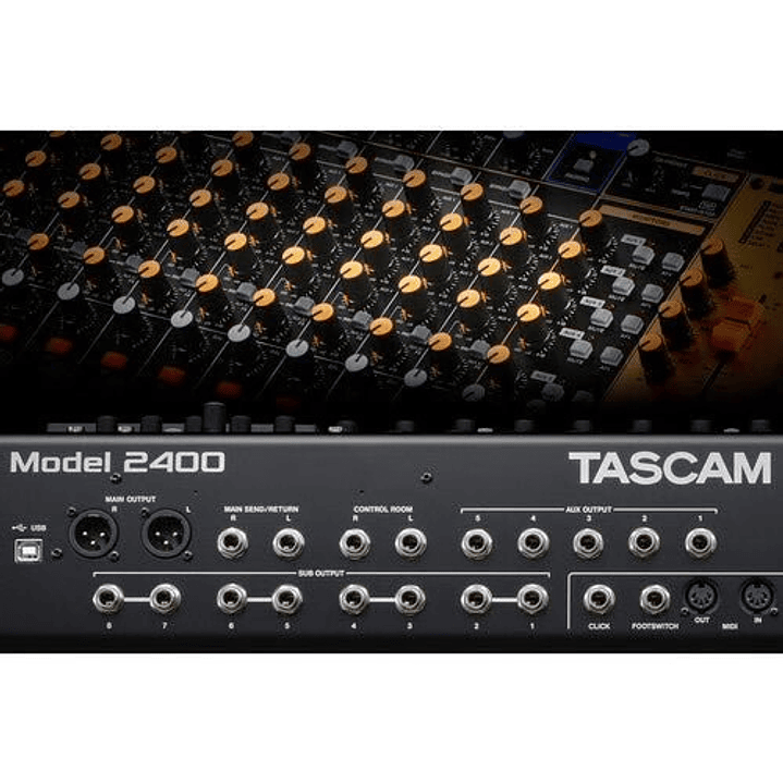 TASCAM Model 2400 - Consola de grabación analógica de 24 pistas con interfaz de audio 5