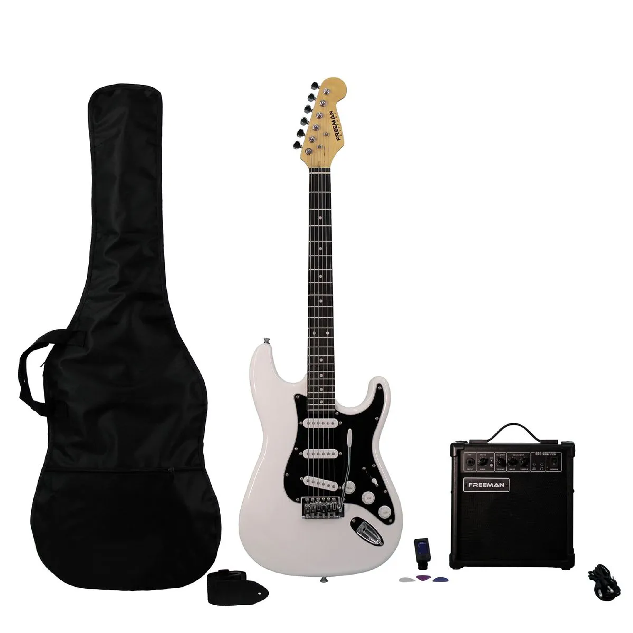 Pack de guitarra eléctrica Freeman Rockstarter blanca 1