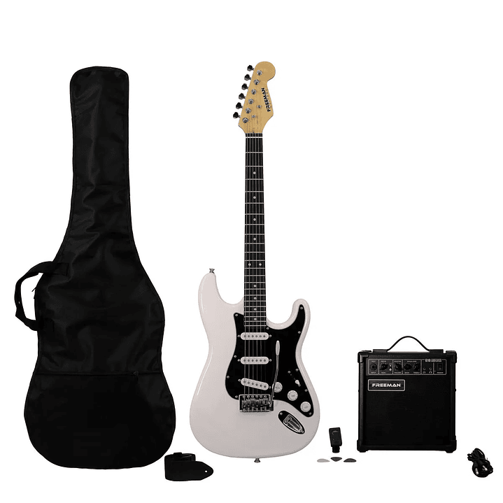 Pack de guitarra eléctrica Freeman Rockstarter blanca 1