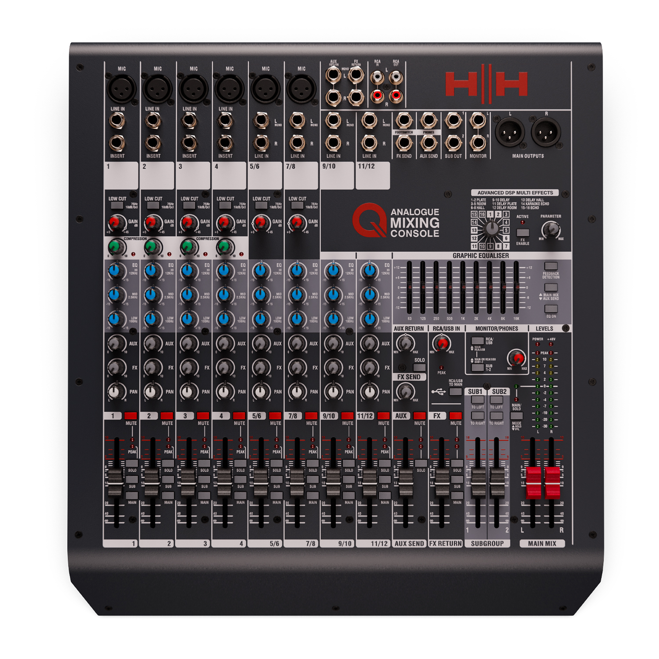 Mezclador Analogico 12 Canales Q12FX – HH 2