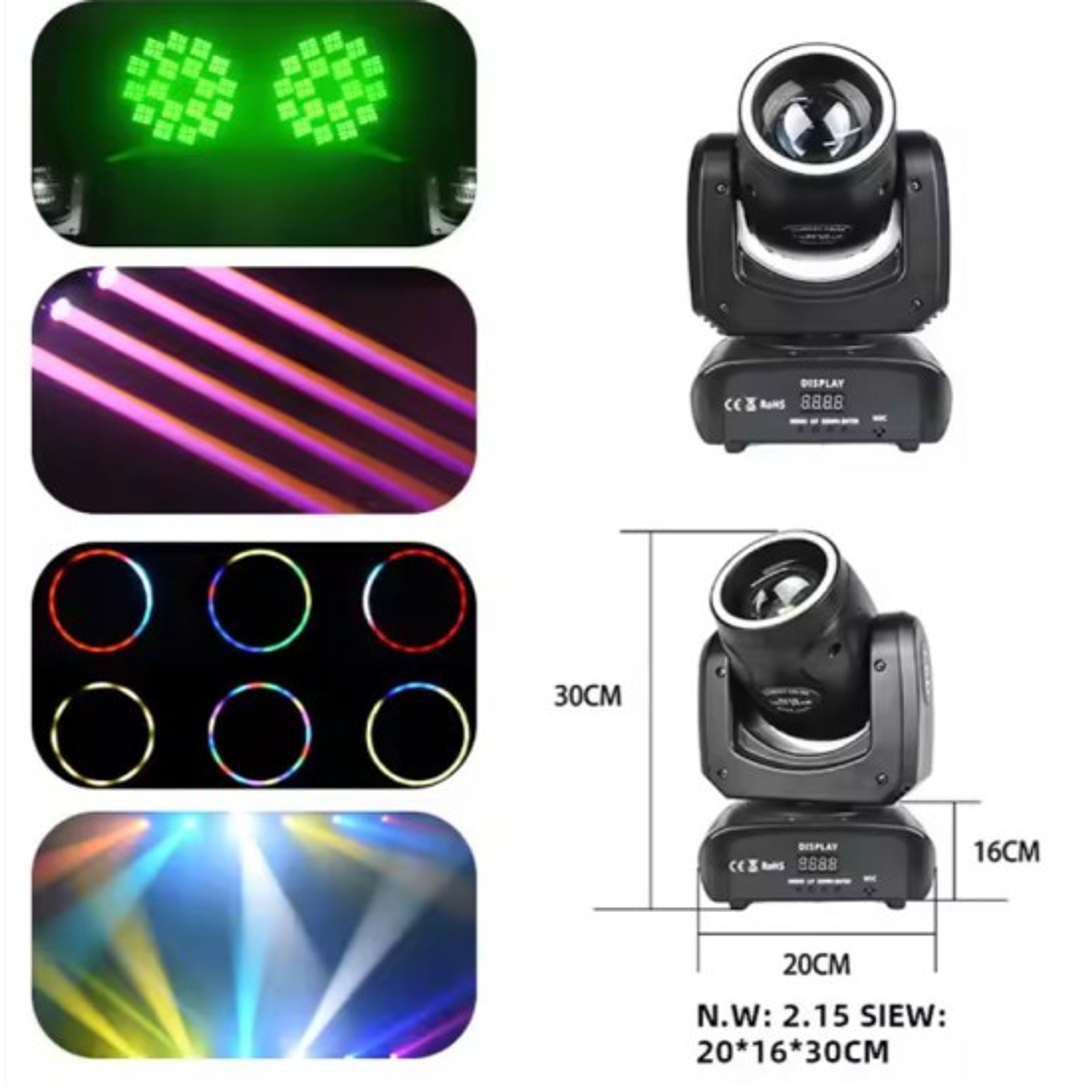 Cabeza movil 100W Beam + Led Ring 2