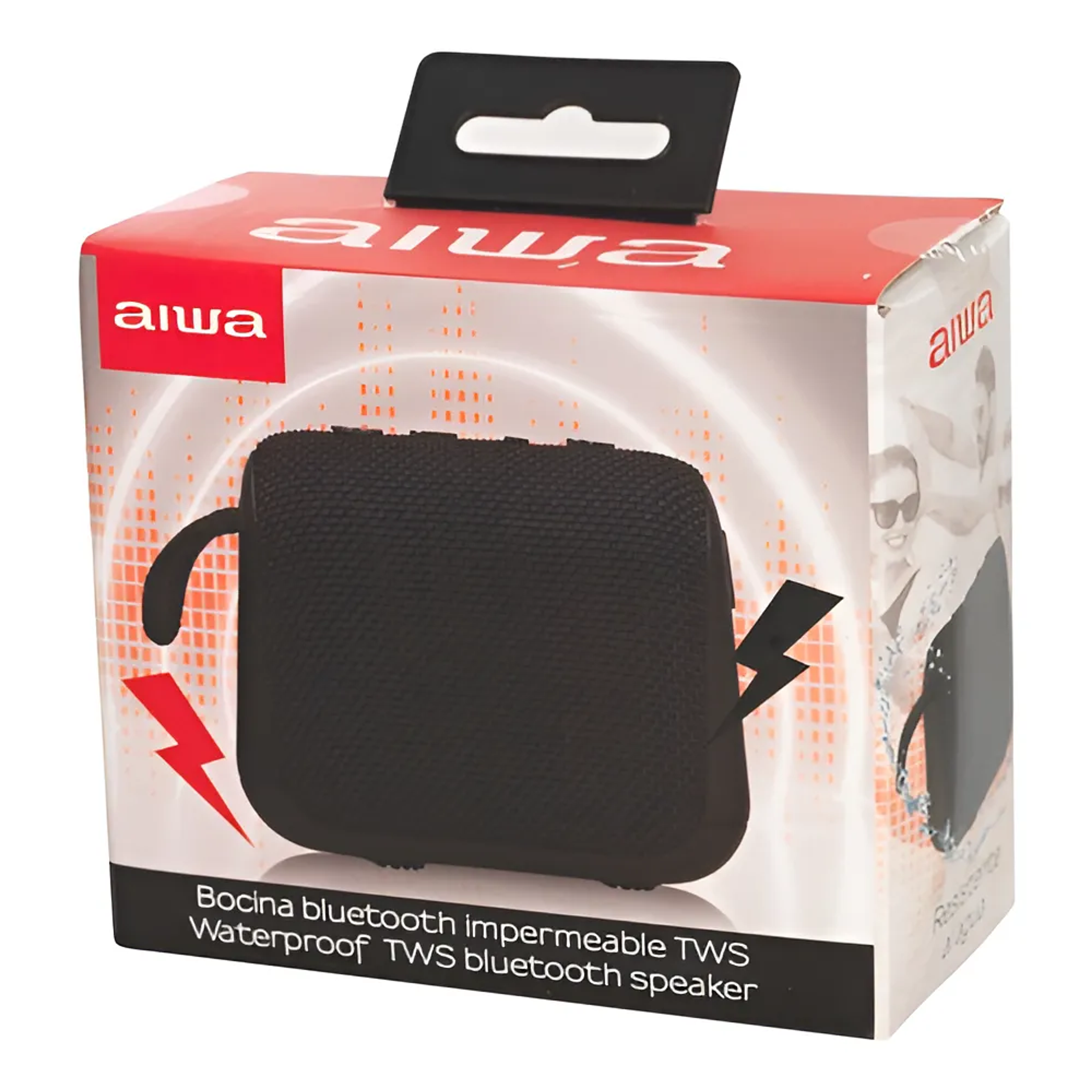 Parlante Aiwa Portátil Impermeable Bluetooth Recarga Color Negro 3