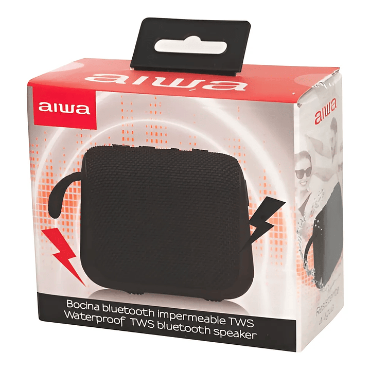 Parlante Aiwa Portátil Impermeable Bluetooth Recarga Color Negro 3