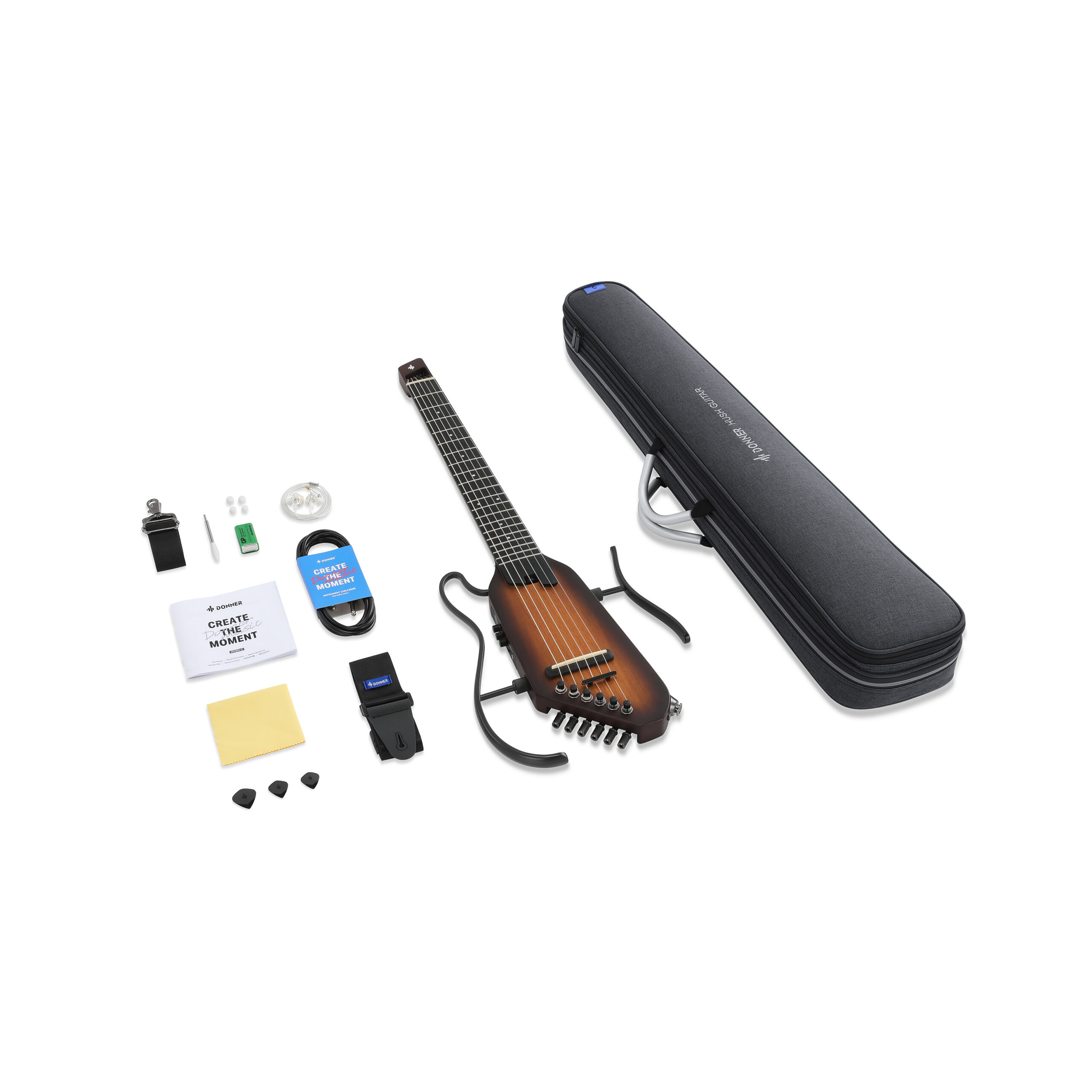 Donner HUSH-C – Guitarra clásica eléctrica de nylon portátil 4