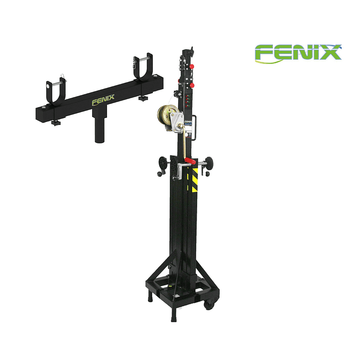 orre elevadora telescópica con patas extraíbles FENIX MEGARA 150 + Soporte ajustable FENIX AC-508 para truss 1