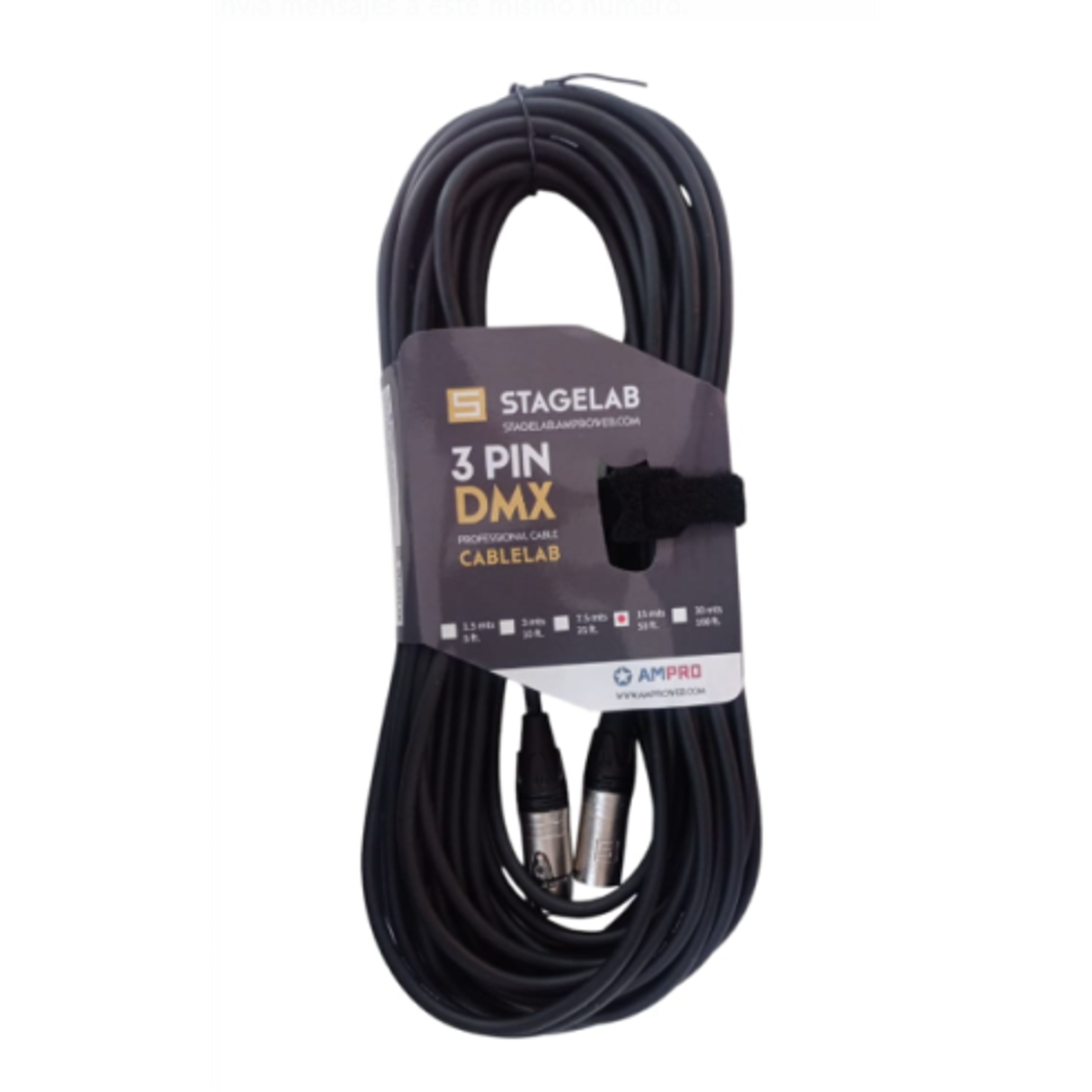 CABLE DMX 15 MTS. CABLELAB 3 PIN 1