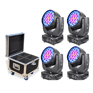 Kit*4 Cabeza Móvil Wash 19*15W + Case