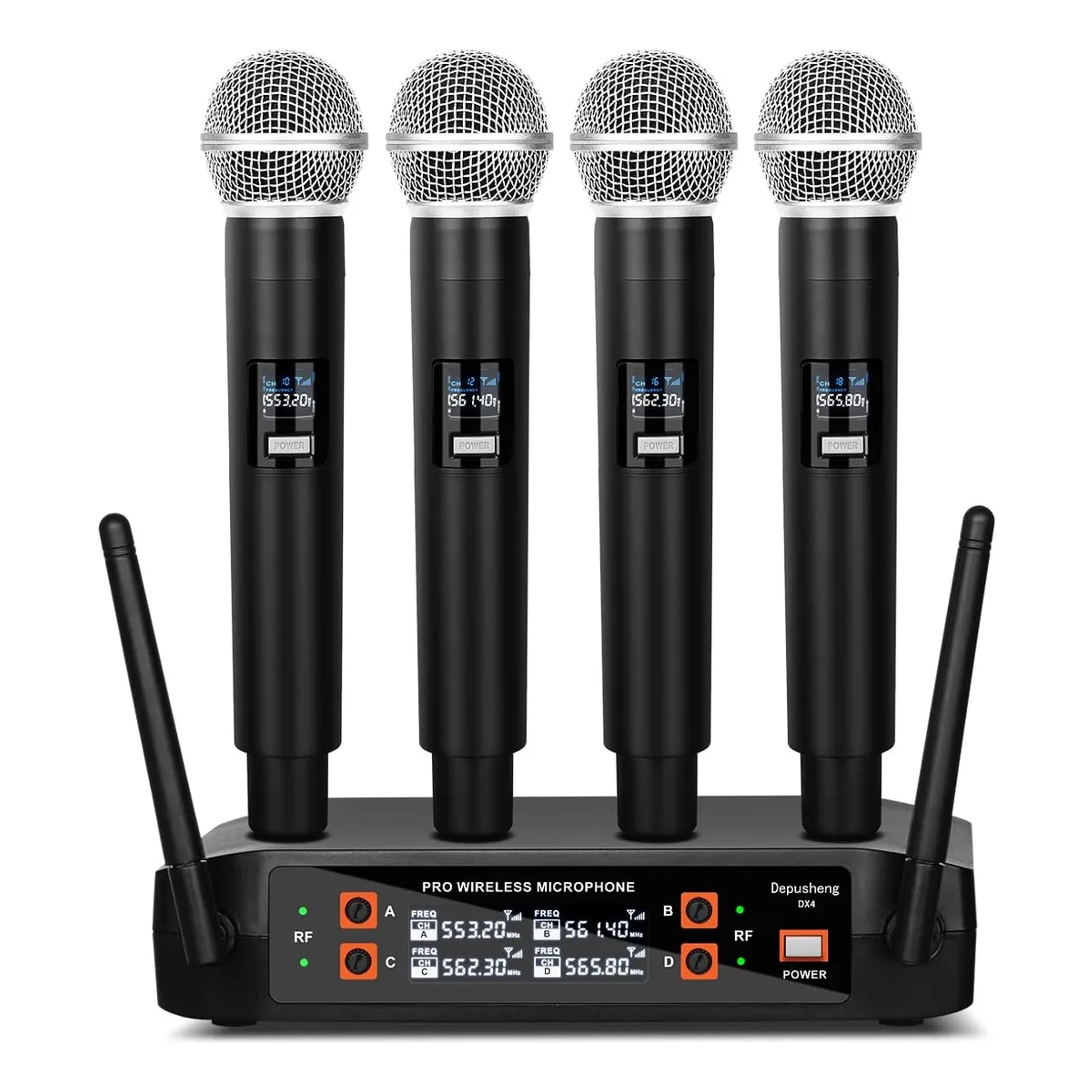 Sistema De Micrófono Inalámbrico Uhf Micrófonos De 4 Canales 1