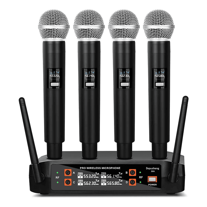 Sistema De Micrófono Inalámbrico Uhf Micrófonos De 4 Canales 1