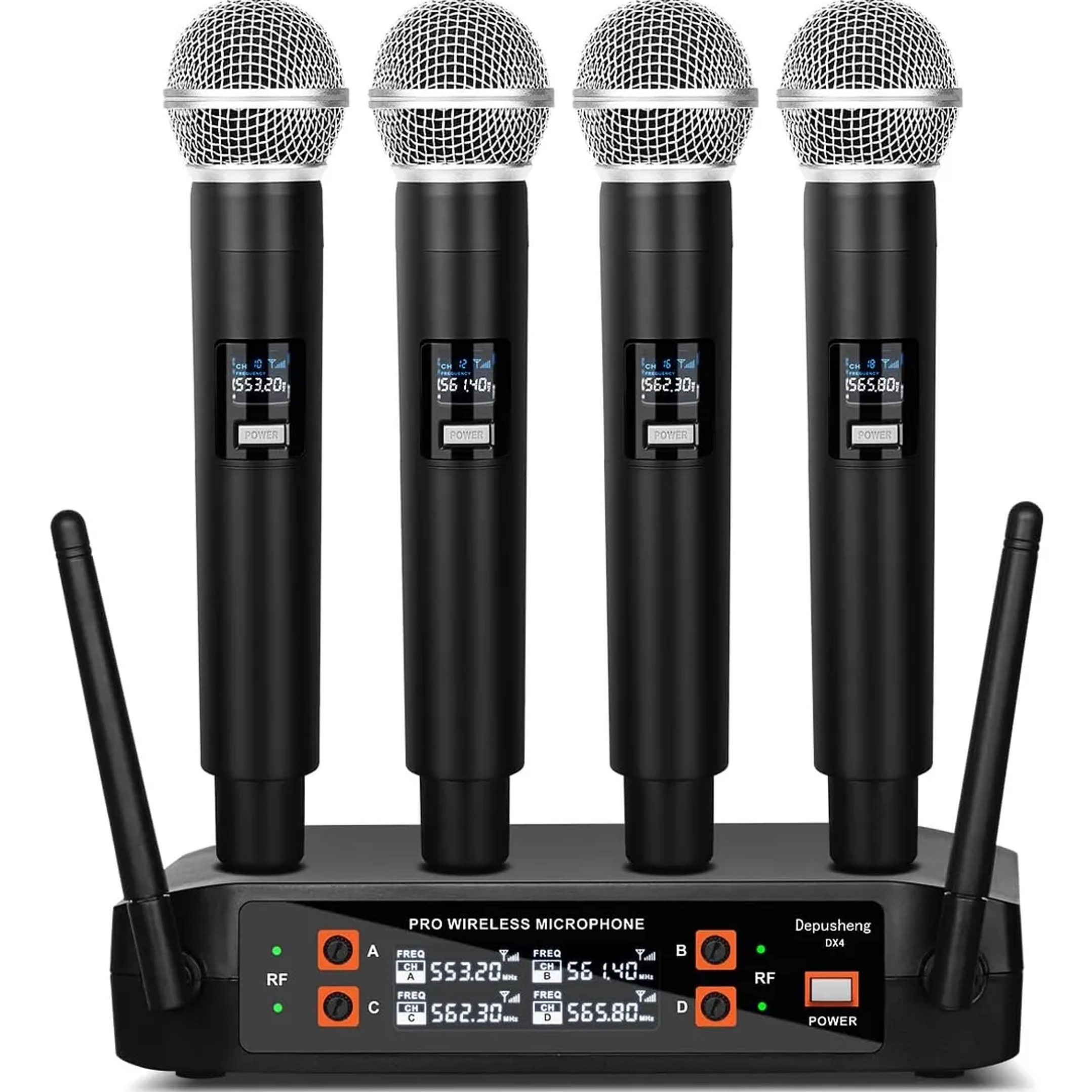 Sistema De Micrófono Inalámbrico Uhf Micrófonos De 4 Canales 1