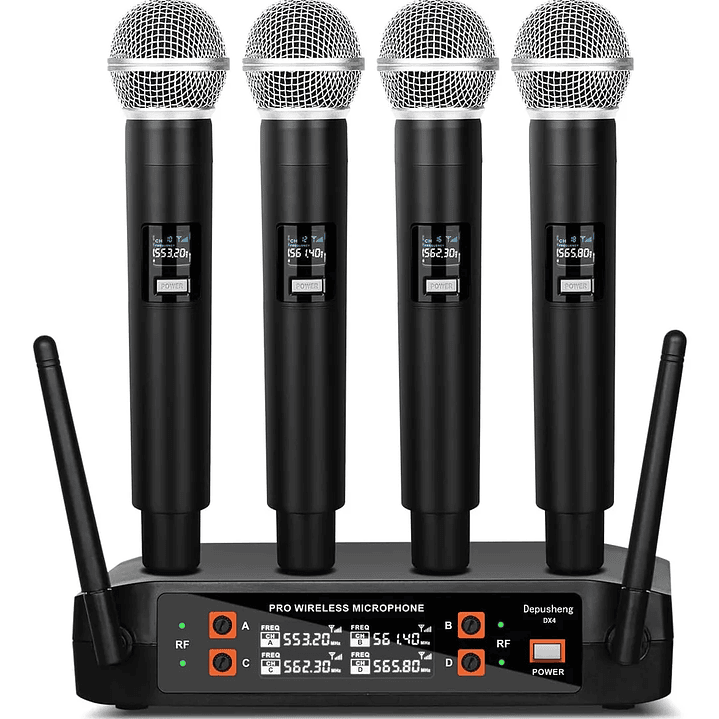 Sistema De Micrófono Inalámbrico Uhf Micrófonos De 4 Canales 1