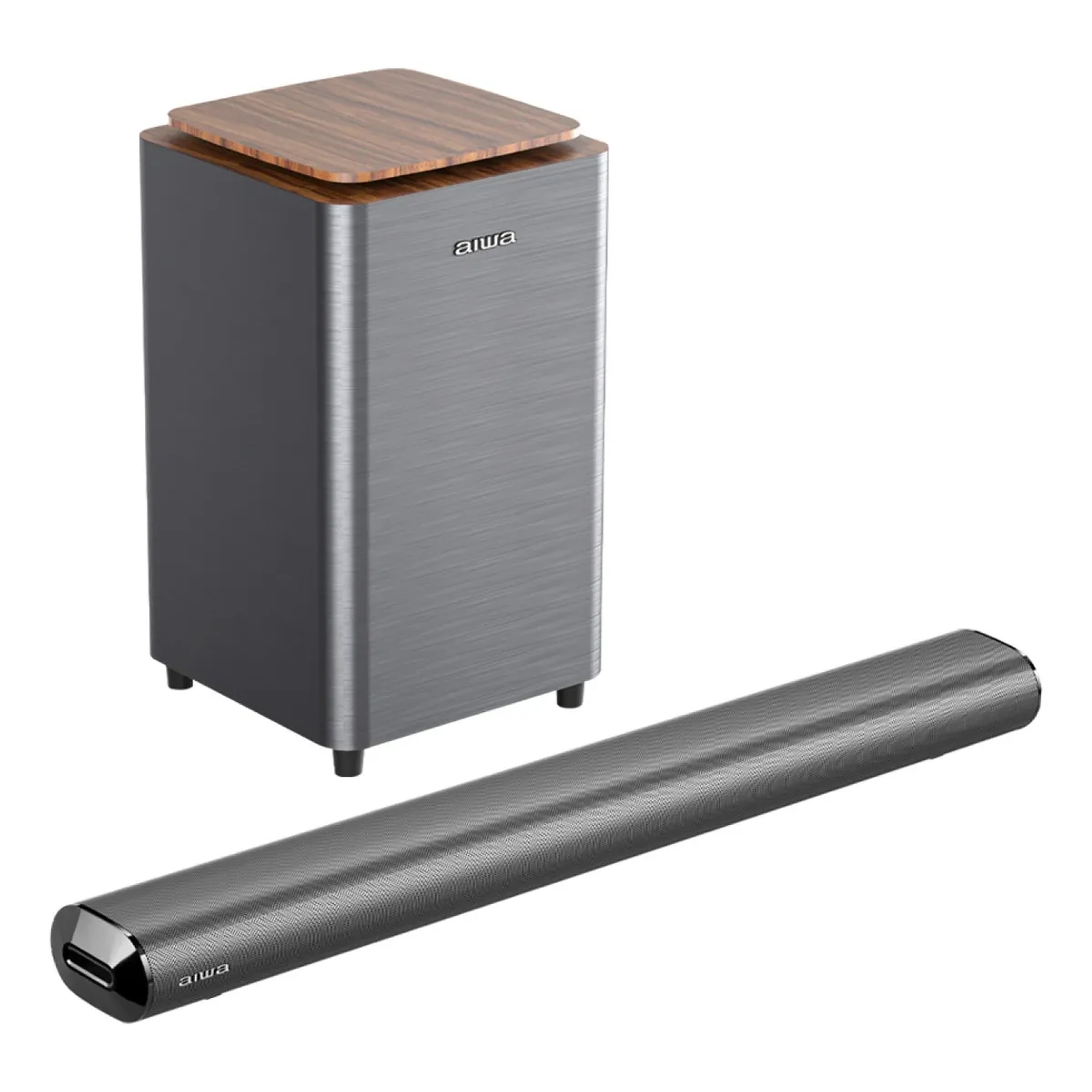 Home Theaters Soundbar Subwoofer Bluetooth Aiwa Aw-sbh23ww Gris Oscuro 1