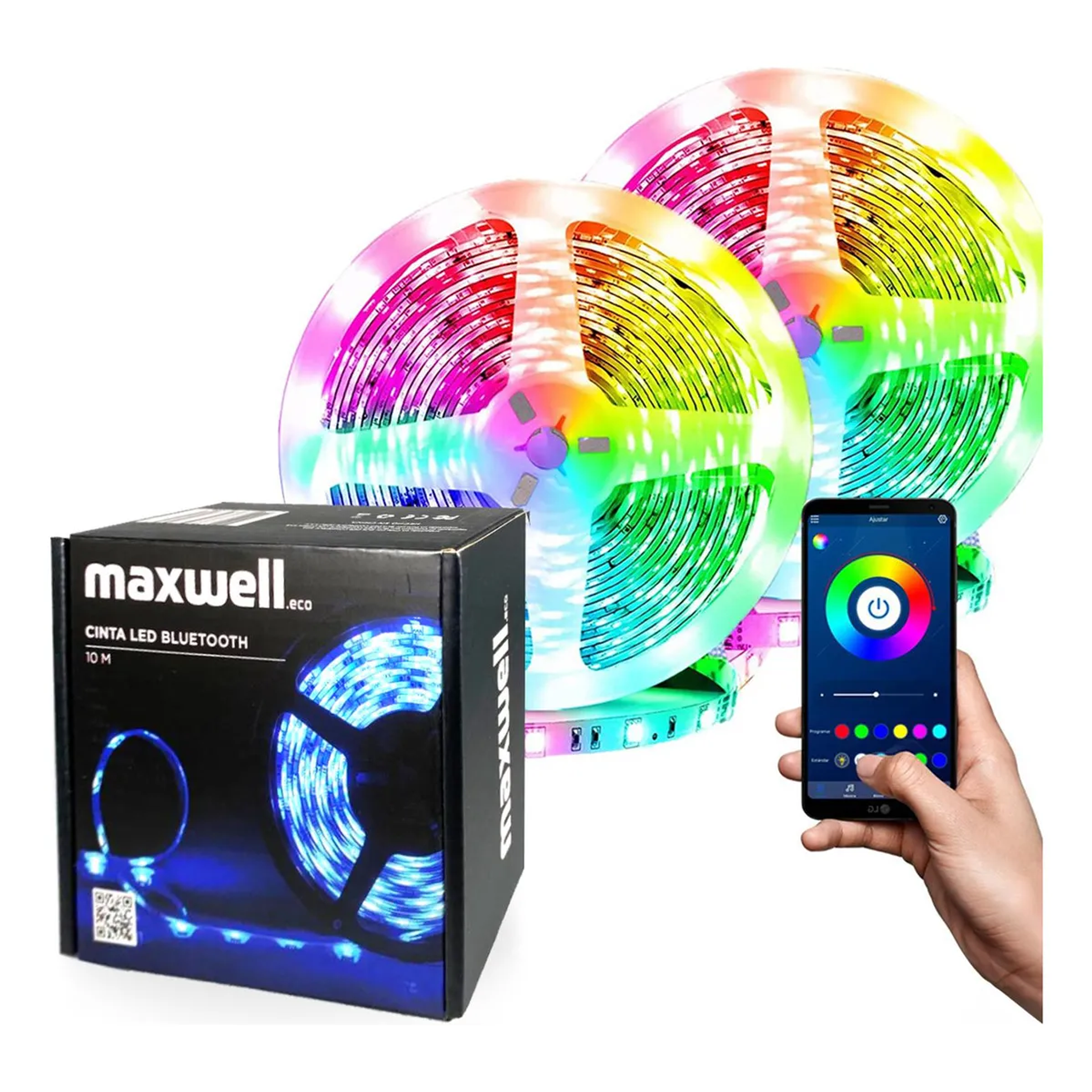 Tira Cinta Luces Led Rgb Bluetooth 10 Metros Maxwell 1