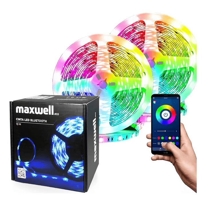 Tira Cinta Luces Led Rgb Bluetooth 10 Metros Maxwell 1
