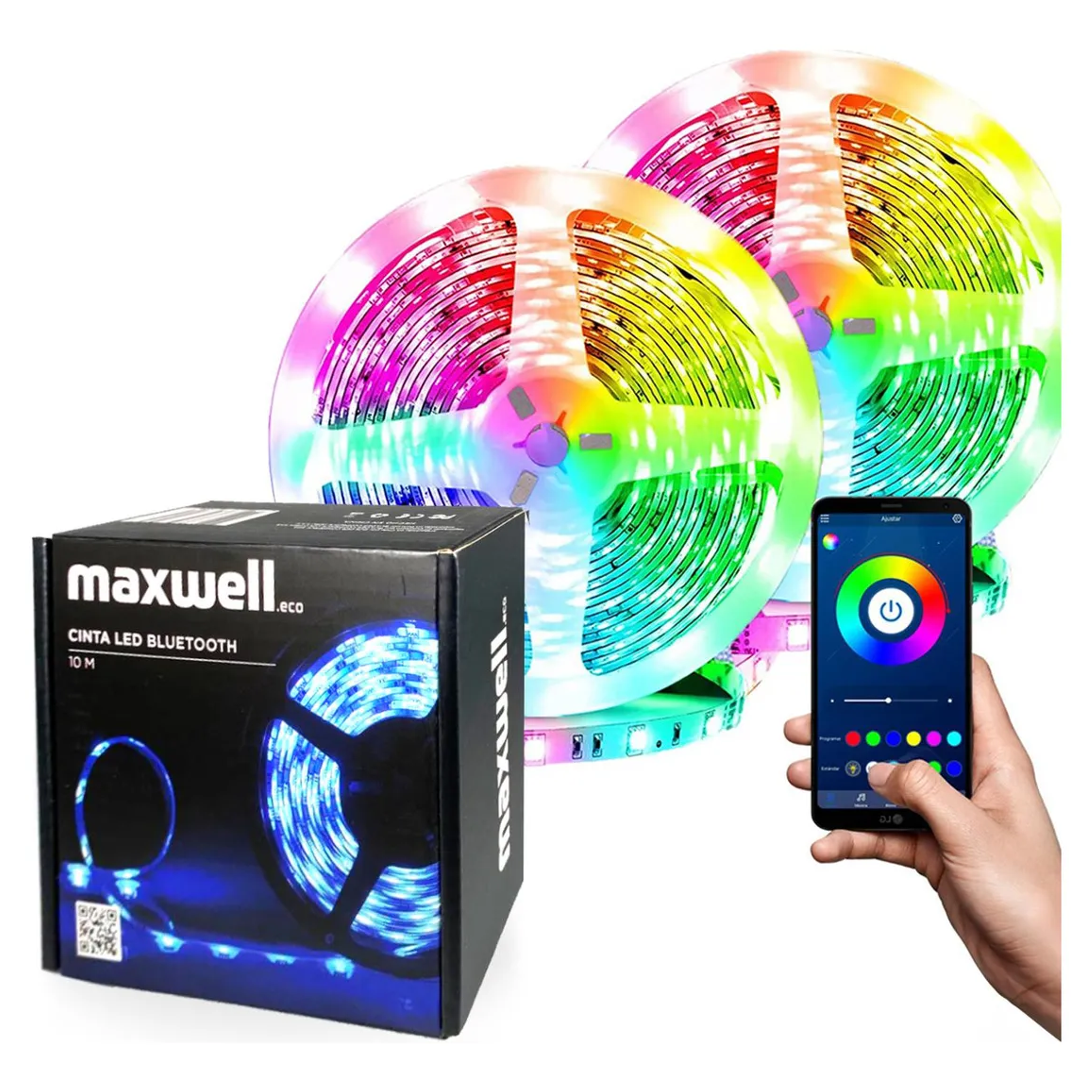Tira Cinta Luces Led Rgb Bluetooth 10 Metros Maxwell 1
