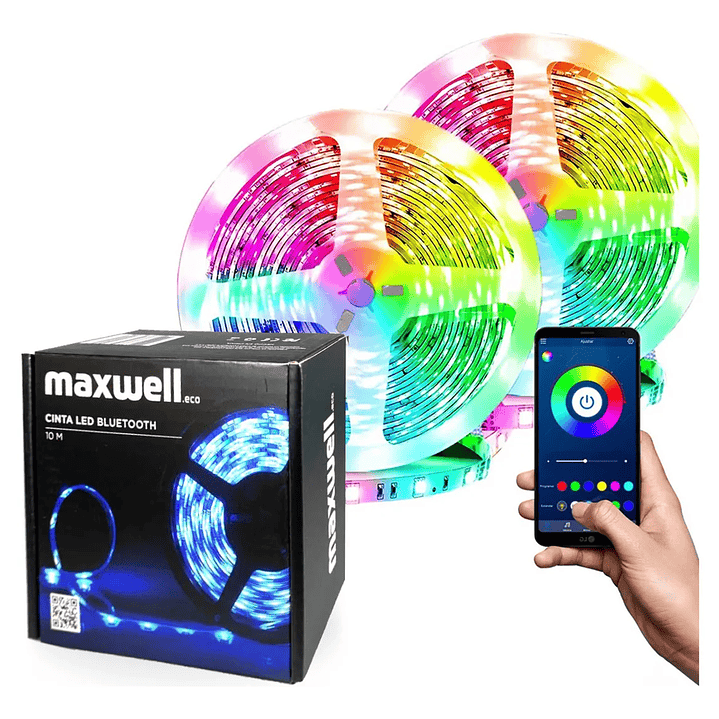Tira Cinta Luces Led Rgb Bluetooth 10 Metros Maxwell 1
