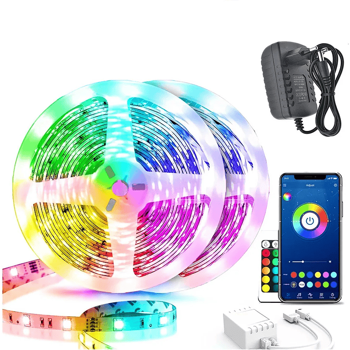 Tira Cinta Luces Led Rgb Bluetooth 20 Metros Maxwell 1