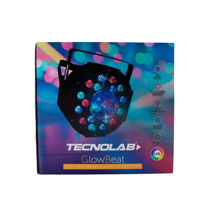 FOCO LED RGB PAR 18 GLOWBEAT DMX512 TL773 TECNOLAB 2