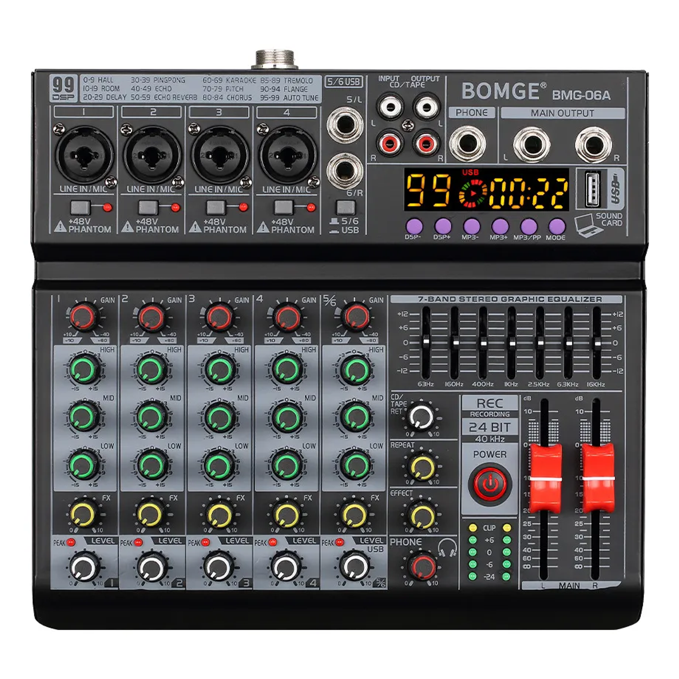 Mezcladora Bomge 6 Canales Con 16 Efectos 1