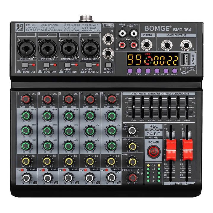 Mezcladora Bomge 6 Canales Con 16 Efectos 1