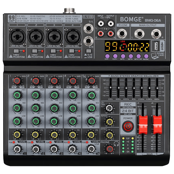 Mezcladora Bomge 6 Canales Con 16 Efectos 1
