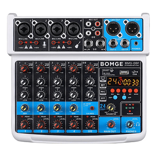 Consola Mezcladora Bomge 6 Canales Bluetooth/48v Blanco