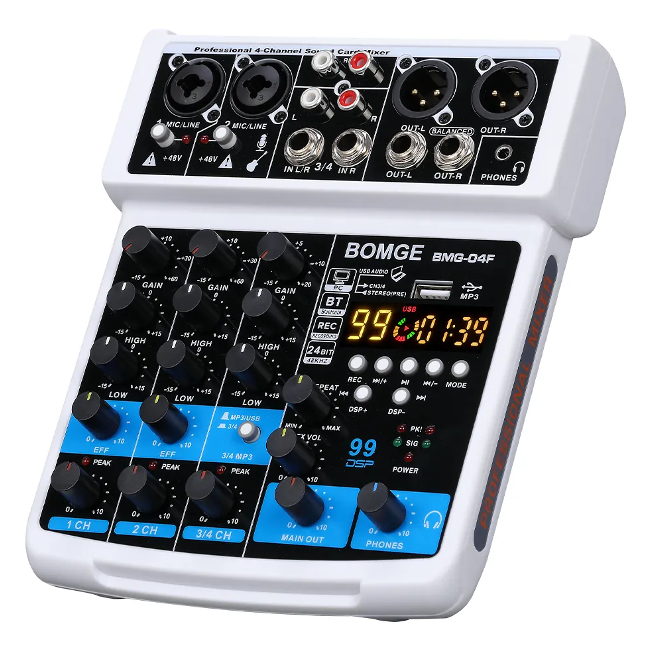 Mezcladora Audio Bomge 4 Canales Bluetooth Usb 48v Dsp  1