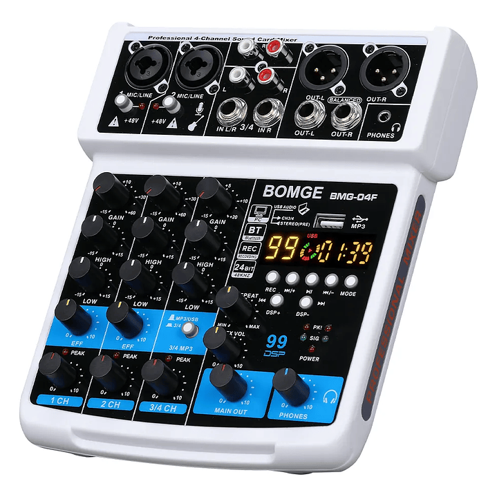 Mezcladora Audio Bomge 4 Canales Bluetooth Usb 48v Dsp  1