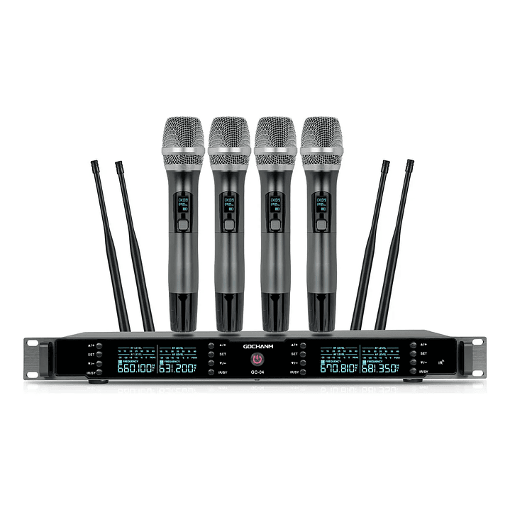 Microfono GOCHANMI GC04S 4 canales De Mano Sistema Uhf  1