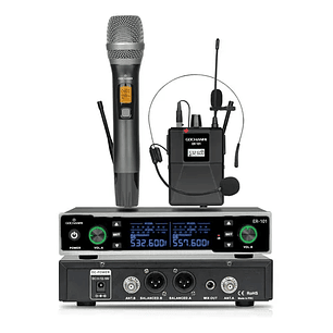 Micrófonos Gc Er101 Inalámbrico 2 Canales Mano Cintillo Uhf 