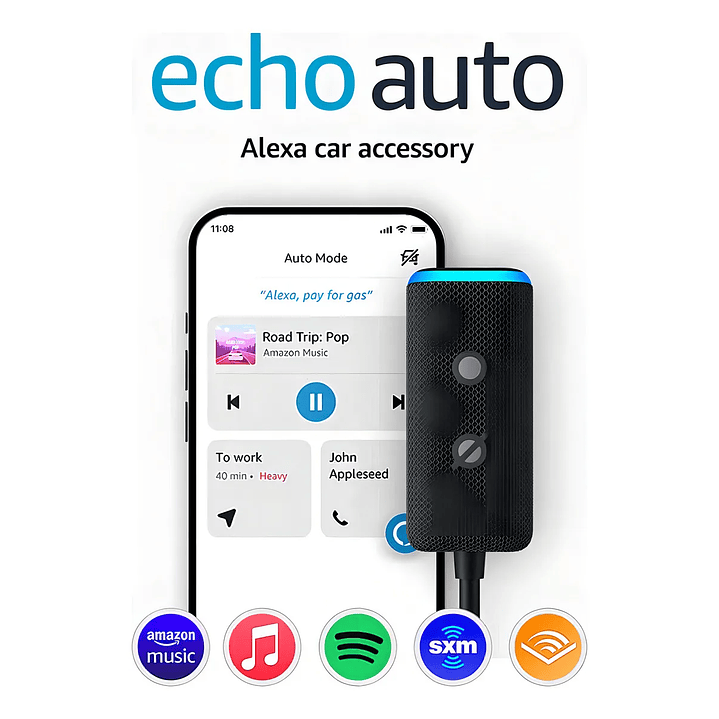 Amazon Echo Auto (2nd Gen) con asistente virtual Alexa negro 2
