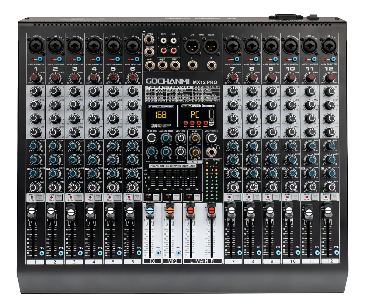 Mixer 12 Canales Usb Bluetooth