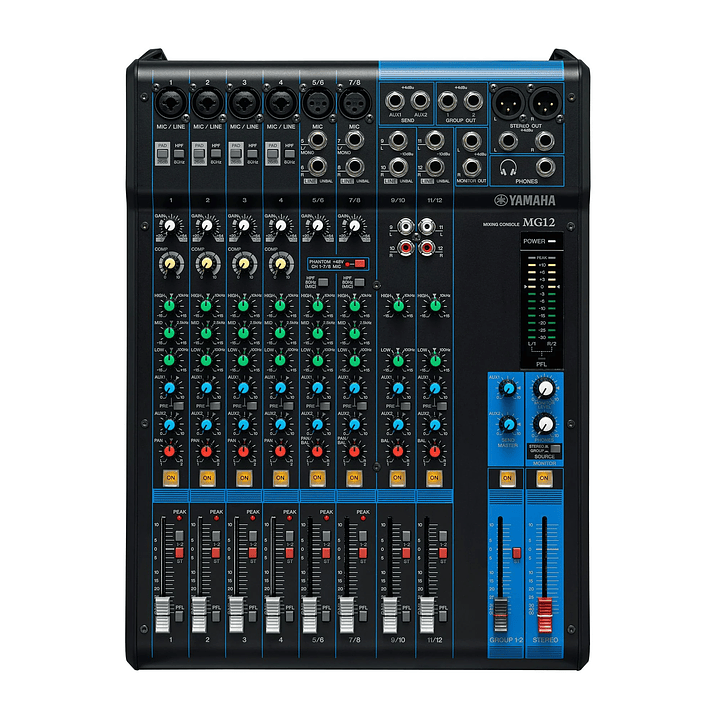 Mixer análogo de 12 canales con efectos y USB MG12XU – Yamaha 1
