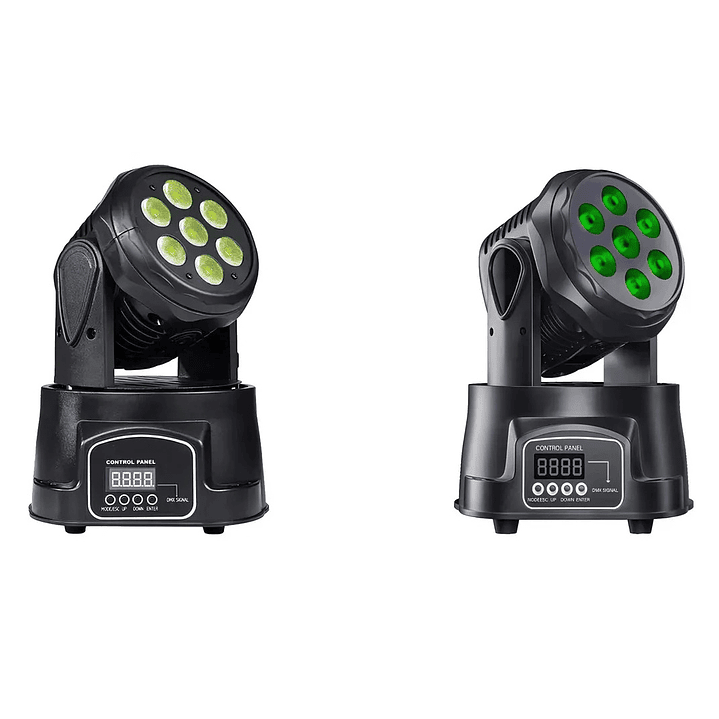KIT *2 Mini Cabeza Móvil LED Wash 7x4W RGBW 1