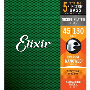 Elixir Bajo 5 Cuerdas 45-130 Nanoweb Nickel