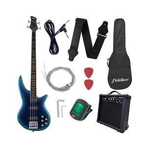 Bajo Eléctrico Azul Fiddler + Amplificador 20 W