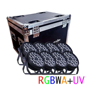 KIT CASE DE 8 PAR LED SLIM 18X18W RGBWA+UV