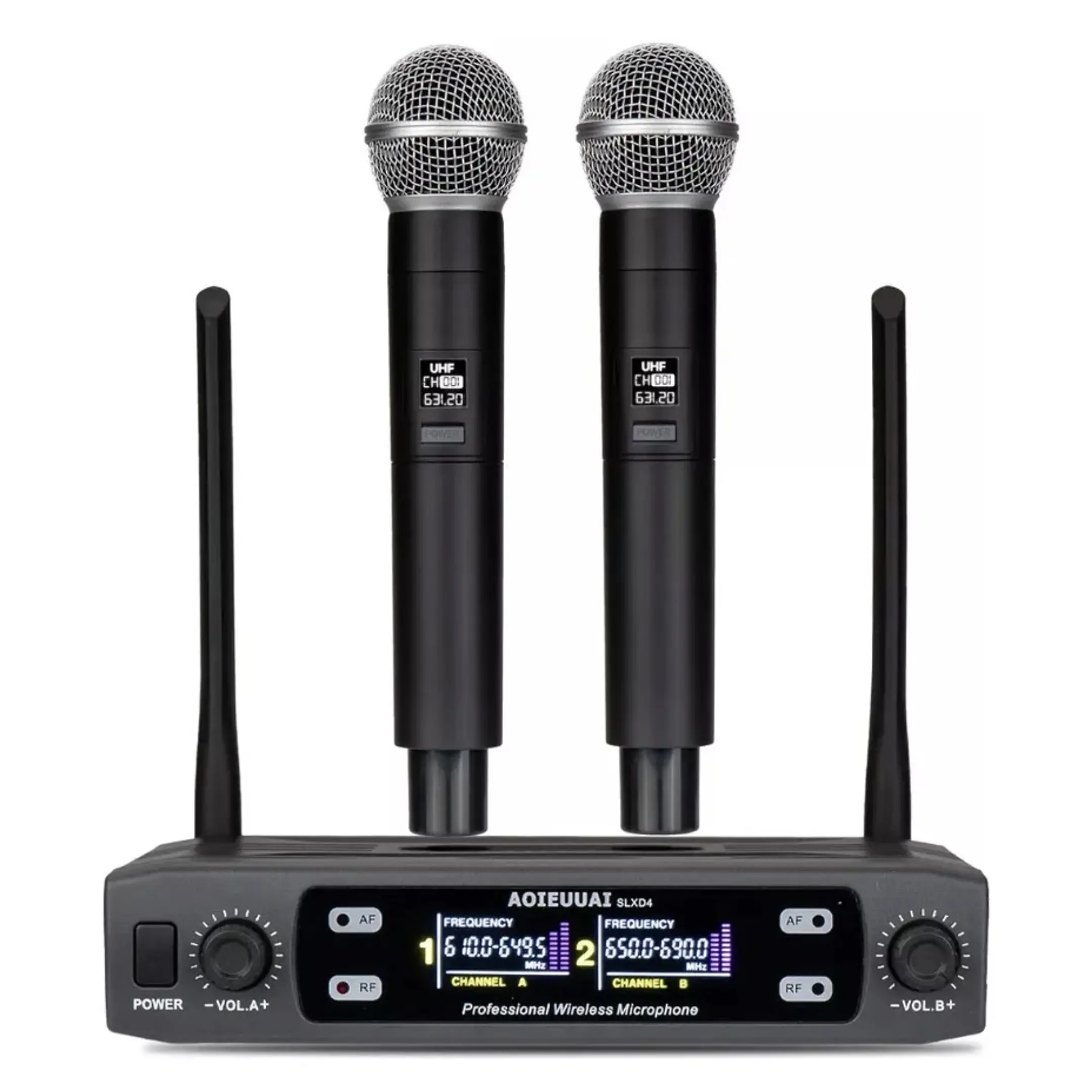 microfono inalámbrico doble gochanmi uhf v200 1