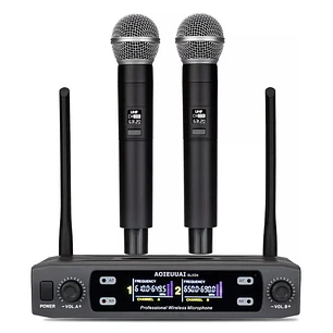 microfono inalámbrico doble gochanmi uhf v200