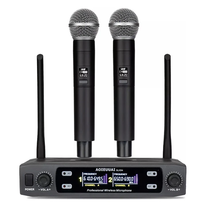 microfono inalámbrico doble gochanmi uhf v200 1