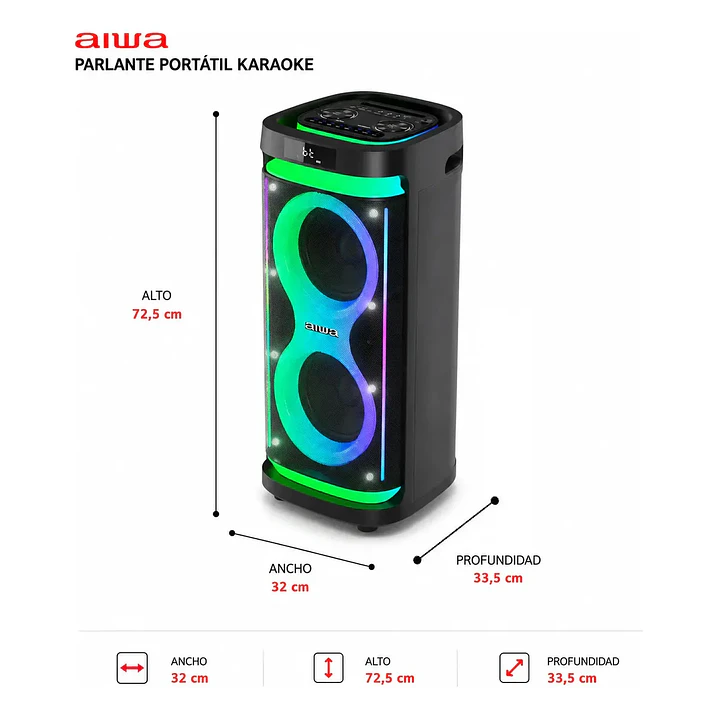 Parlante Bluetooth Portatil Aiwa 80w 3