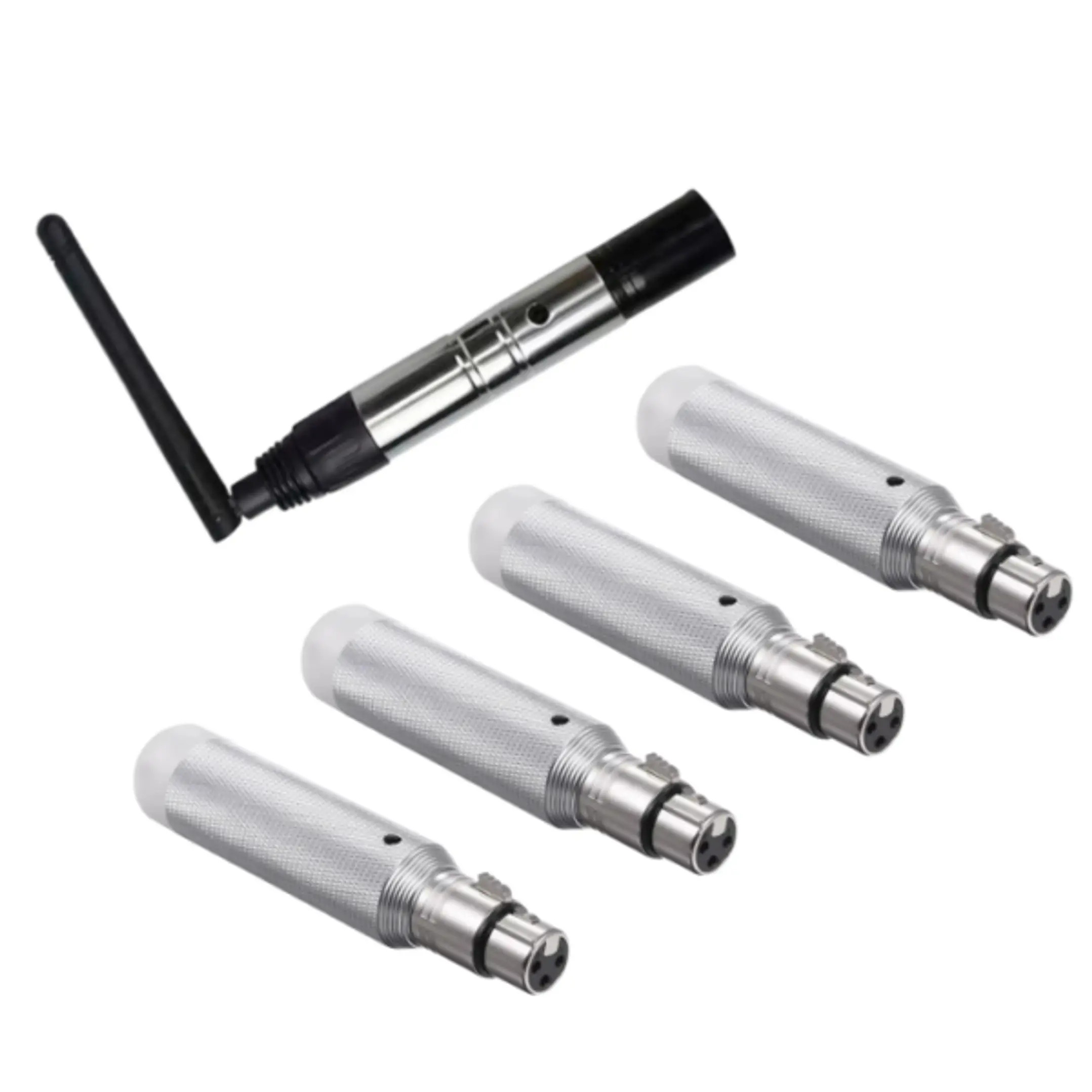 KIT EMISOR – 4 RECEPTORES DMX INALAMBRICO BATERIA 1
