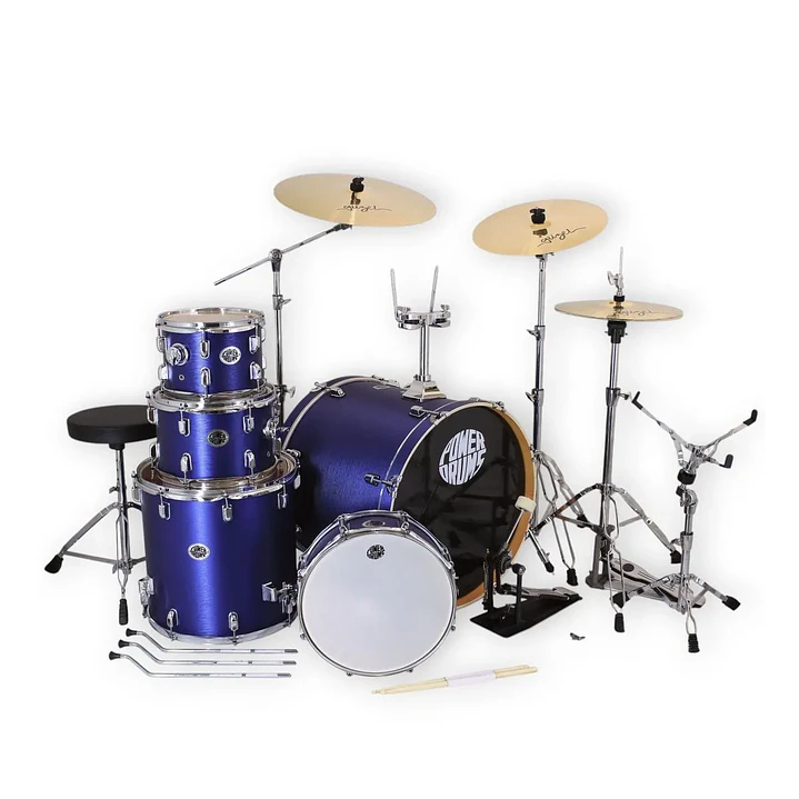 Set de batería acústica PowerDrums 5 piezas azul incluye platillos 2