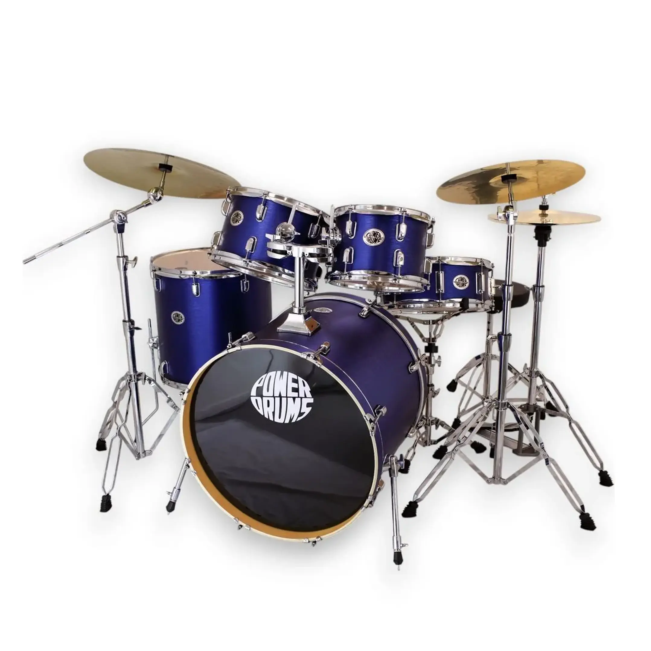 Set de batería acústica PowerDrums 5 piezas azul incluye platillos 1