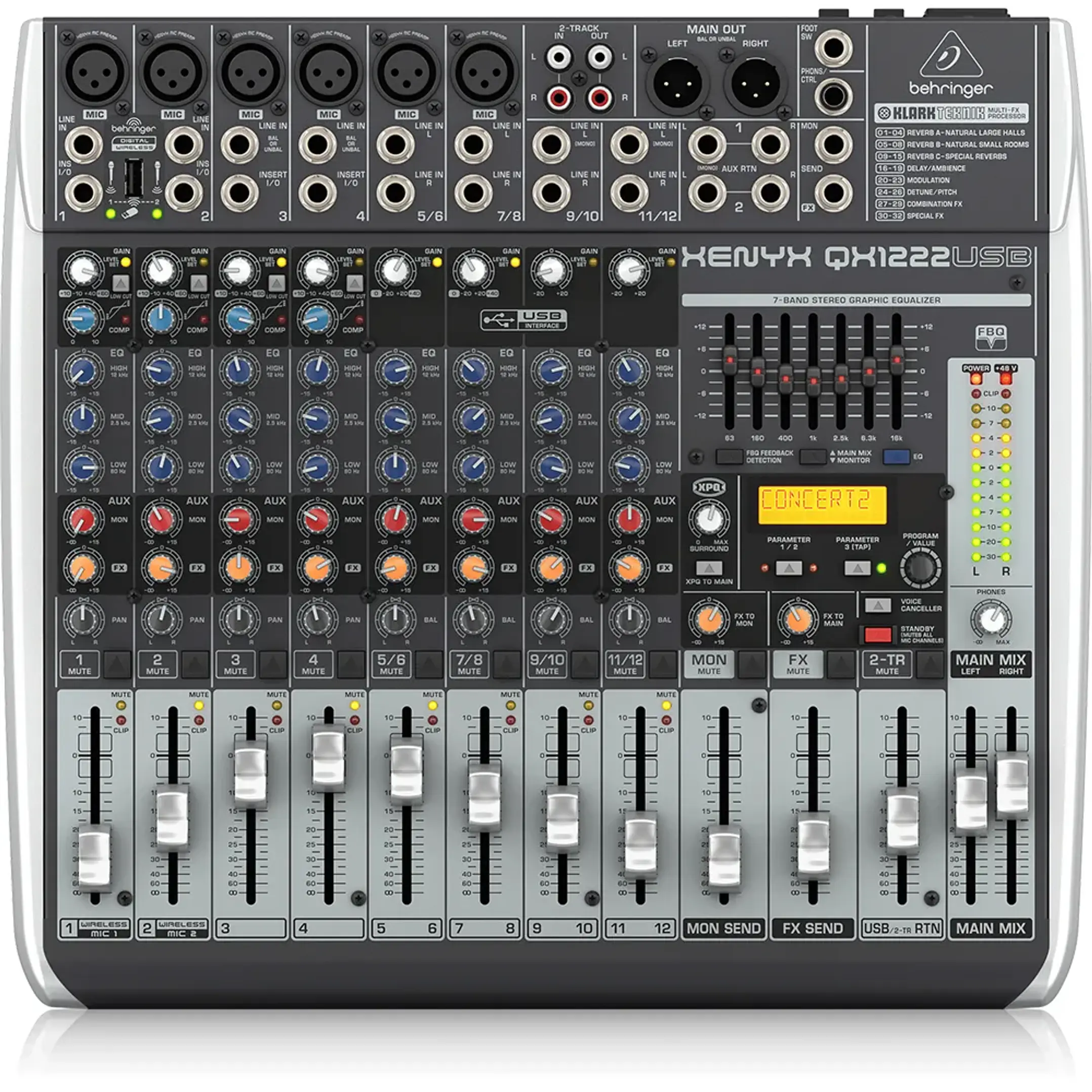 Mixer Análogo Con Efectos y USB Behringer XENYX QX1222USB 2