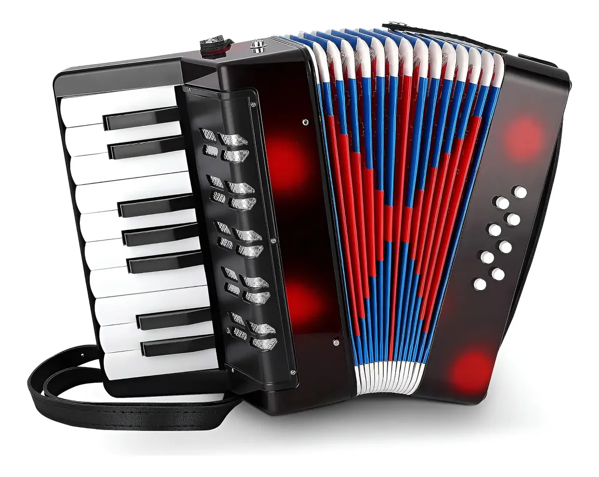 Acordeon Infantil Grande 17 Teclas Con 8 Botones De Bajo